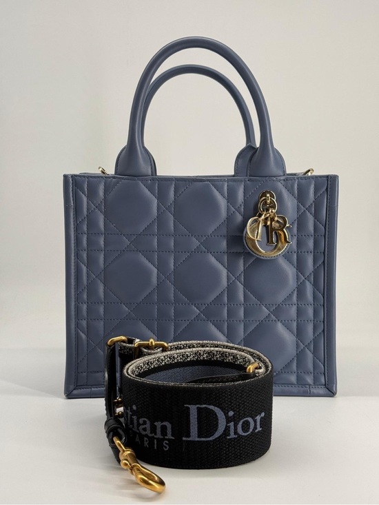 Dior Handbags - Dior Small Dior Book Tote Blue Macrocannage Leather Bag